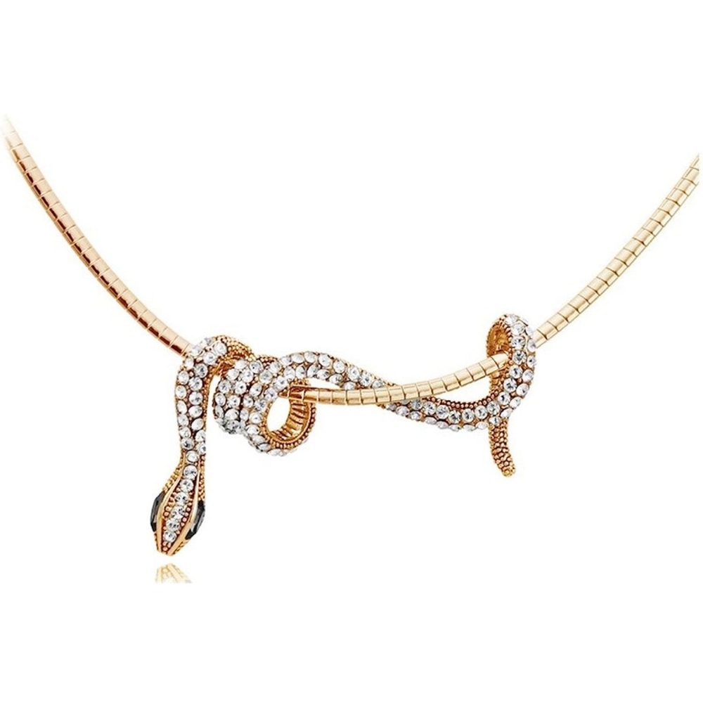 Winding Snake Necklace - Gold/Crystal, Worn only once to Taylor Swift Era Tour!